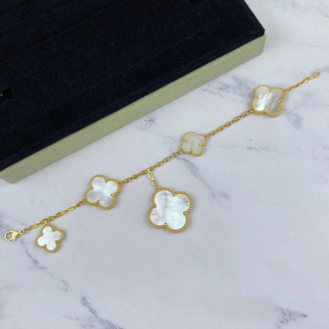 [RAFFINE]MAGIC CLOVER MOP GOLD BRACELET 5 MOTIFS