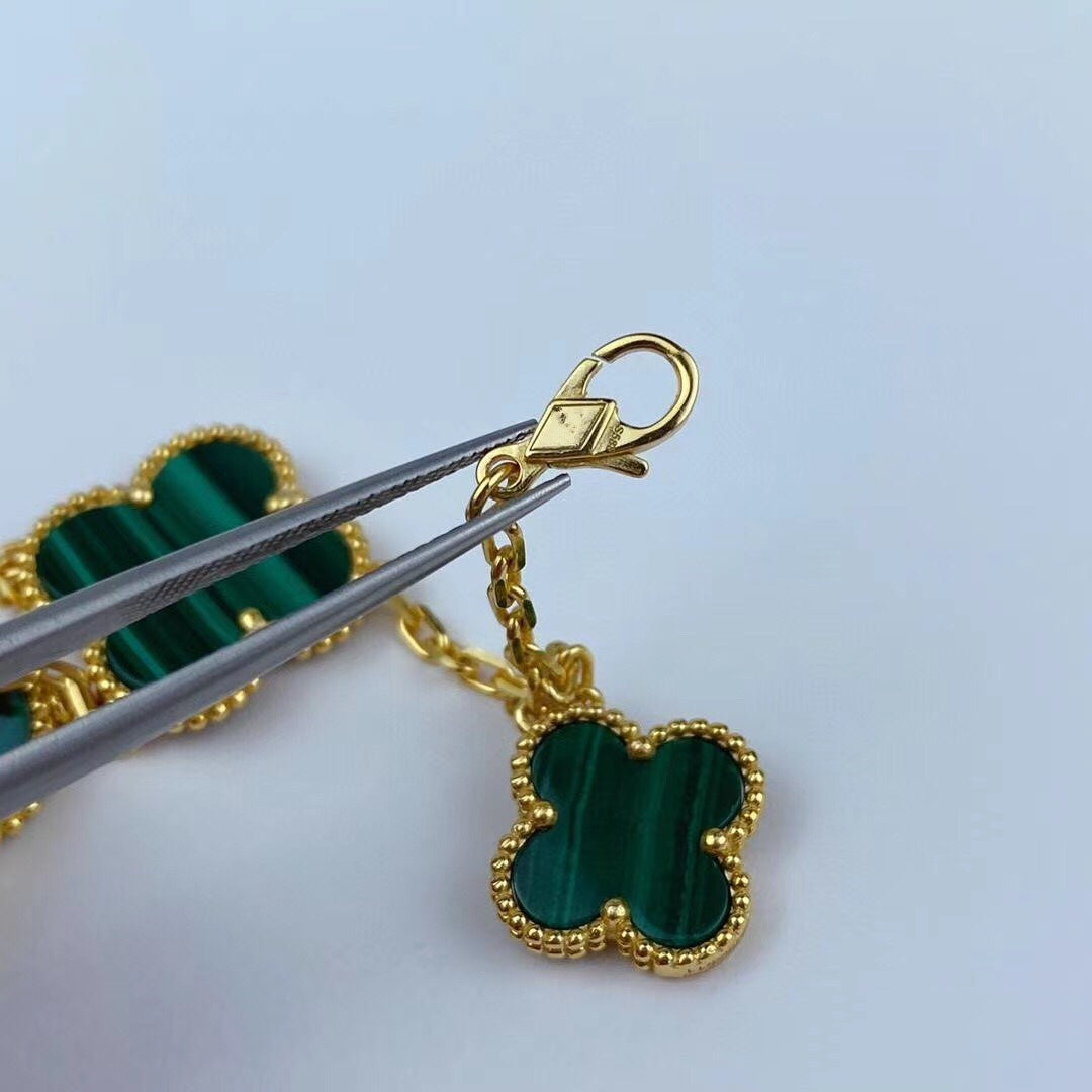 [RAFFINE]MAGIC CLOVER MALACHITE GOLD BRACELET 5 MOTIFS