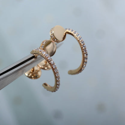 [RAFFINE] PENDIENTES JUSTE ORO ROSA 12,75 MM DIAMANTE