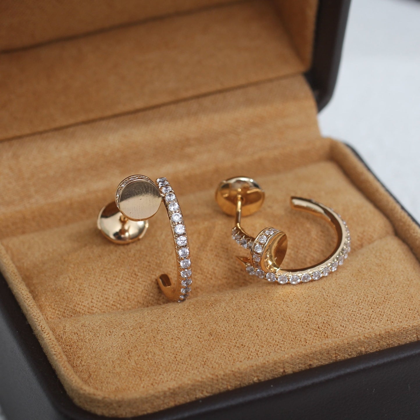 [RAFFINE] PENDIENTES JUSTE ORO ROSA 12,75 MM DIAMANTE
