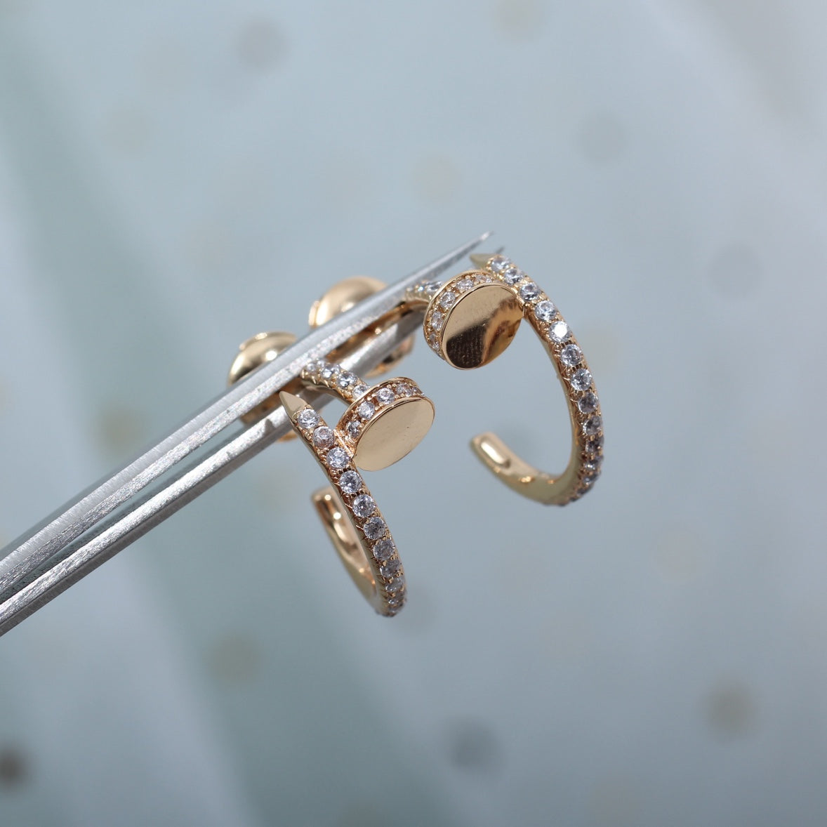 [RAFFINE] PENDIENTES JUSTE ORO ROSA 12,75 MM DIAMANTE