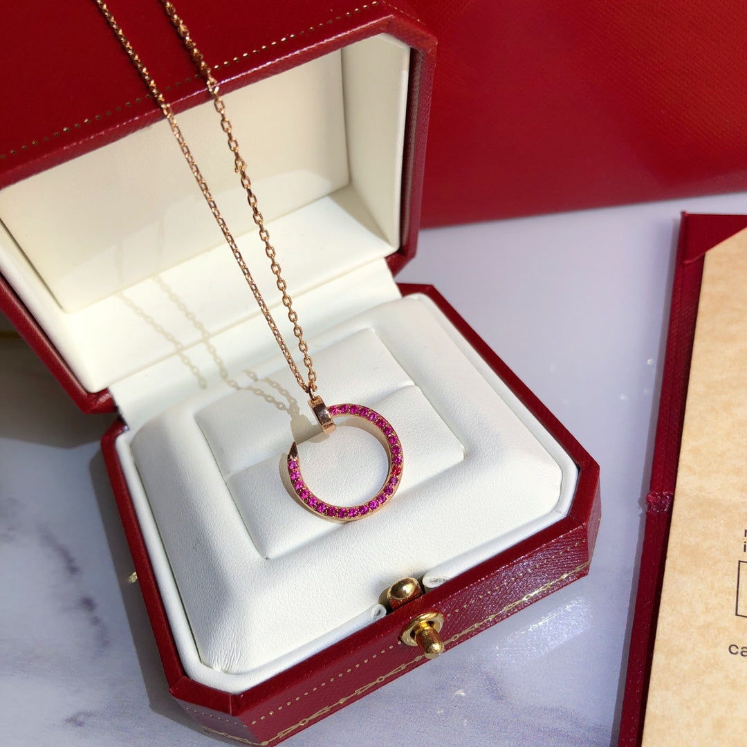 [RAFFINE]COLLAR JUSTE ORO DIAMANTES ROJOS