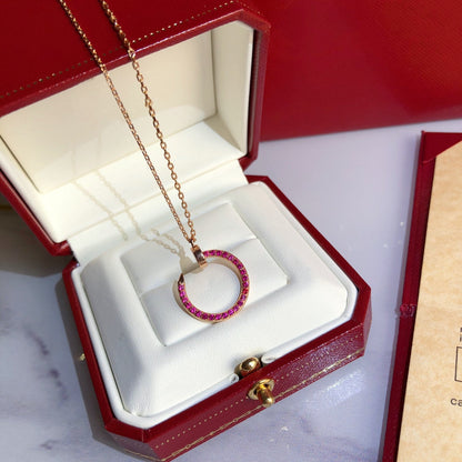 [RAFFINE]COLLAR JUSTE ORO DIAMANTES ROJOS