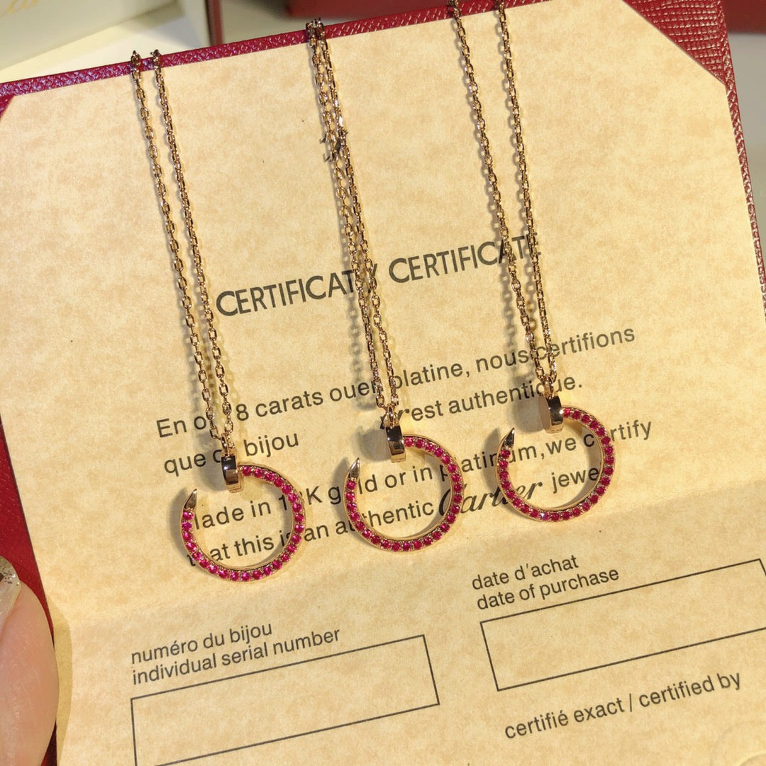 [RAFFINE]COLLAR JUSTE ORO DIAMANTES ROJOS