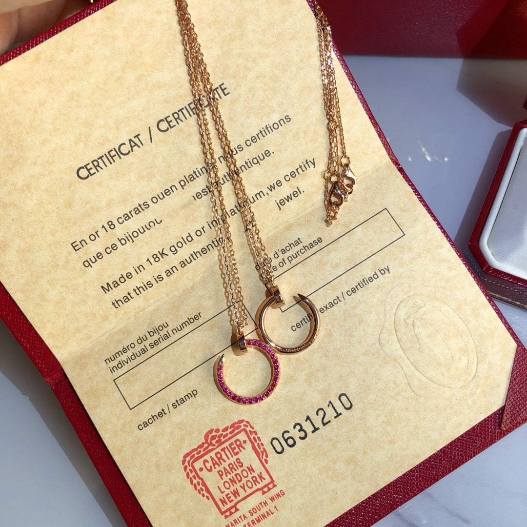 [RAFFINE]COLLAR JUSTE ORO DIAMANTES ROJOS