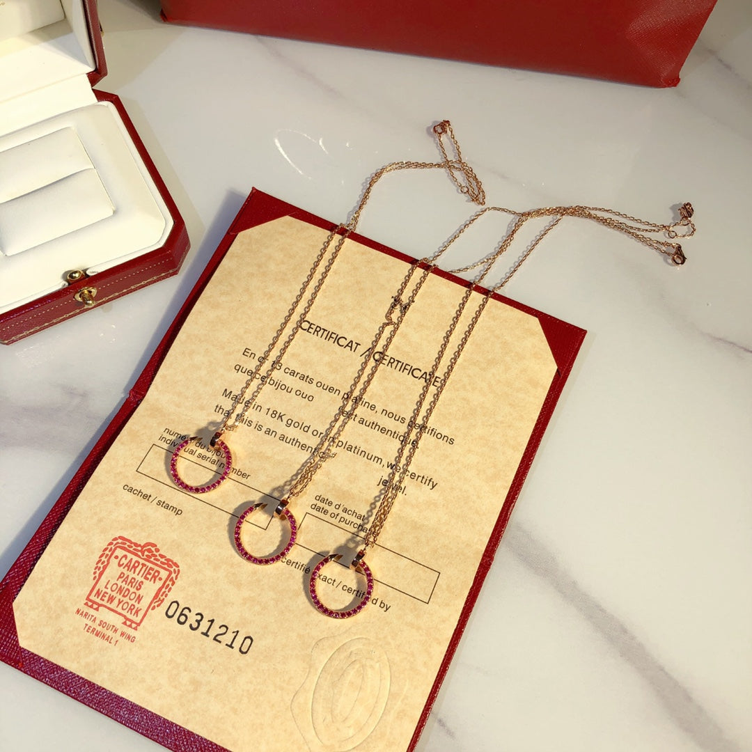 [RAFFINE]COLLAR JUSTE ORO DIAMANTES ROJOS