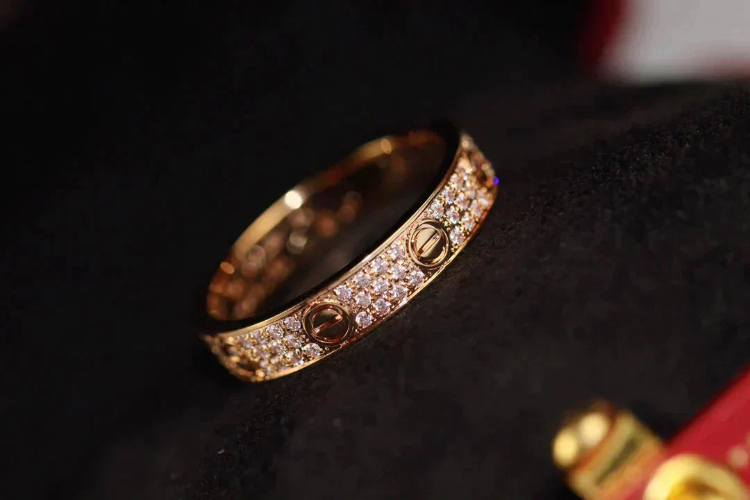 [RAFFINE] ANILLO DE AMOR DE 3,6 MM CON PAVIMENTO DE DIAMANTES