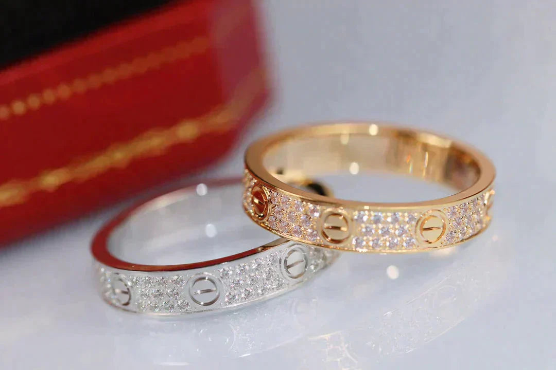 [RAFFINE] ANILLO DE AMOR DE 3,6 MM CON PAVIMENTO DE DIAMANTES