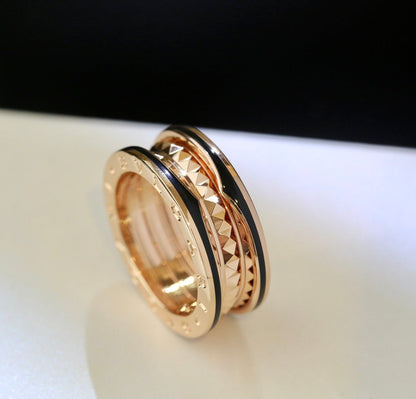 [RAFFINE]ZERO 1 ANILLO DE CERÁMICA NEGRA EN ORO ROSA