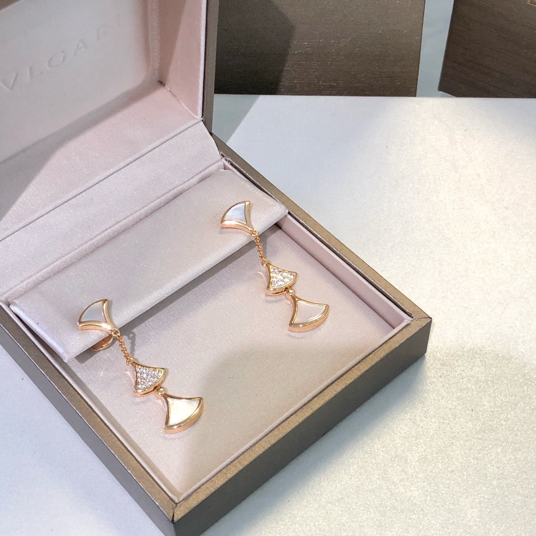 [RAFFINE] PENDIENTES DREAM 3 MOTIVOS DIAMANTE MOP ORO ROSA