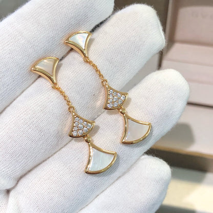 [RAFFINE] PENDIENTES DREAM 3 MOTIVOS DIAMANTE MOP ORO ROSA