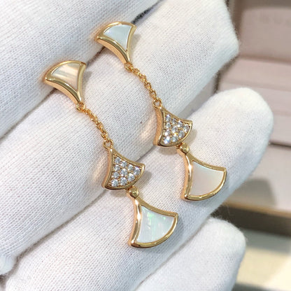 [RAFFINE] PENDIENTES DREAM 3 MOTIVOS DIAMANTE MOP ORO ROSA