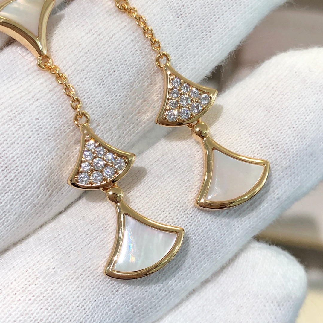 [RAFFINE] PENDIENTES DREAM 3 MOTIVOS DIAMANTE MOP ORO ROSA