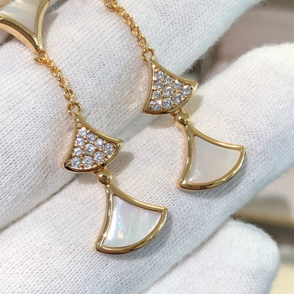 [RAFFINE] PENDIENTES DREAM 3 MOTIVOS DIAMANTE MOP ORO ROSA