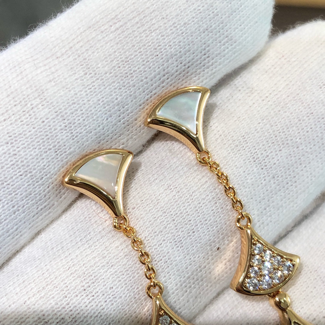 [RAFFINE] PENDIENTES DREAM 3 MOTIVOS DIAMANTE MOP ORO ROSA