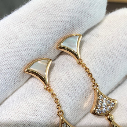 [RAFFINE] PENDIENTES DREAM 3 MOTIVOS DIAMANTE MOP ORO ROSA