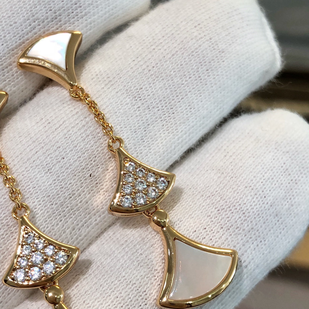 [RAFFINE] PENDIENTES DREAM 3 MOTIVOS DIAMANTE MOP ORO ROSA