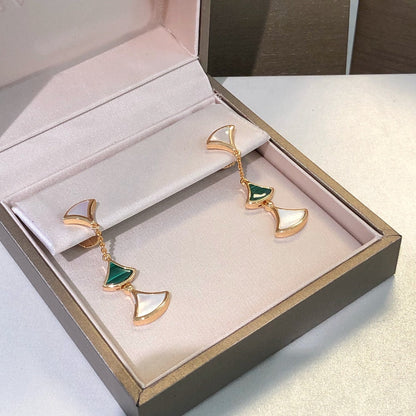 [RAFFINE] PENDIENTES DREAM 3 MOTIVOS MALAQUITA MOP ORO ROSA