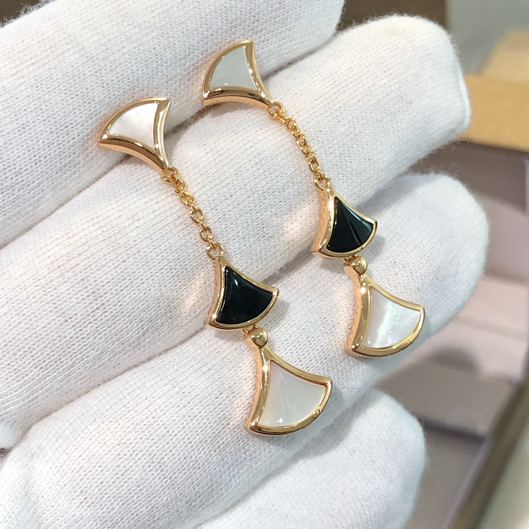 [RAFFINE] PENDIENTES DREAM 3 MOTIVOS ÓNIX MOP ORO ROSA