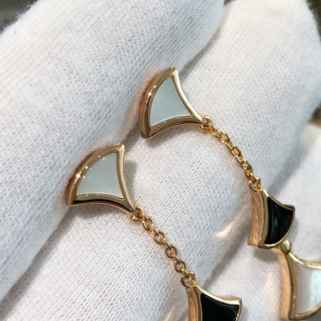 [RAFFINE] PENDIENTES DREAM 3 MOTIVOS ÓNIX MOP ORO ROSA