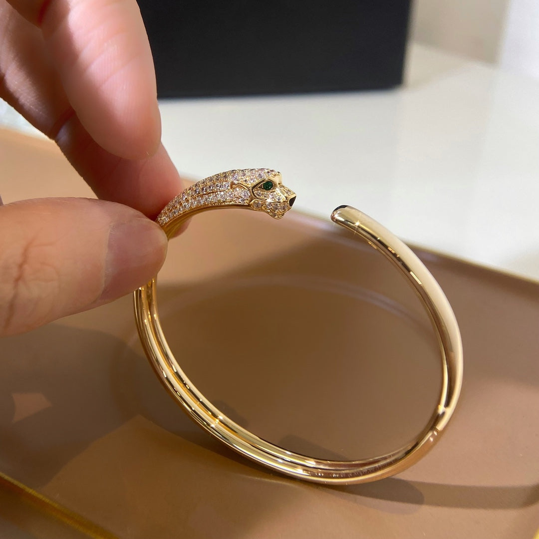 [Raffine]PANTHERE GOLD DIAMOND OPEN BRACELET