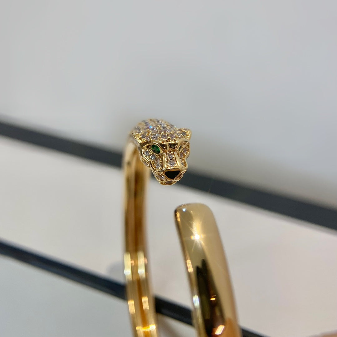 [Raffine]PANTHERE GOLD DIAMOND OPEN BRACELET