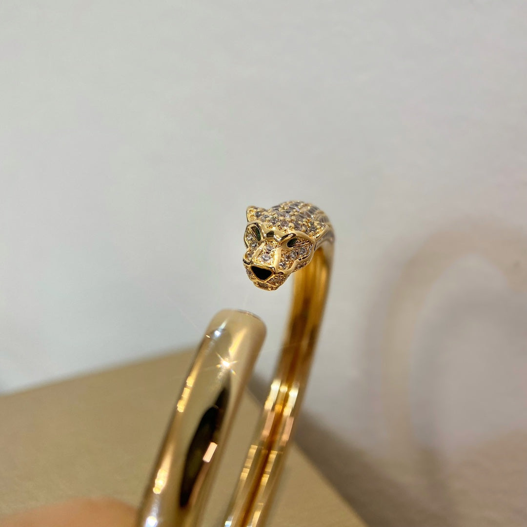 [Raffine]PANTHERE GOLD DIAMOND OPEN BRACELET