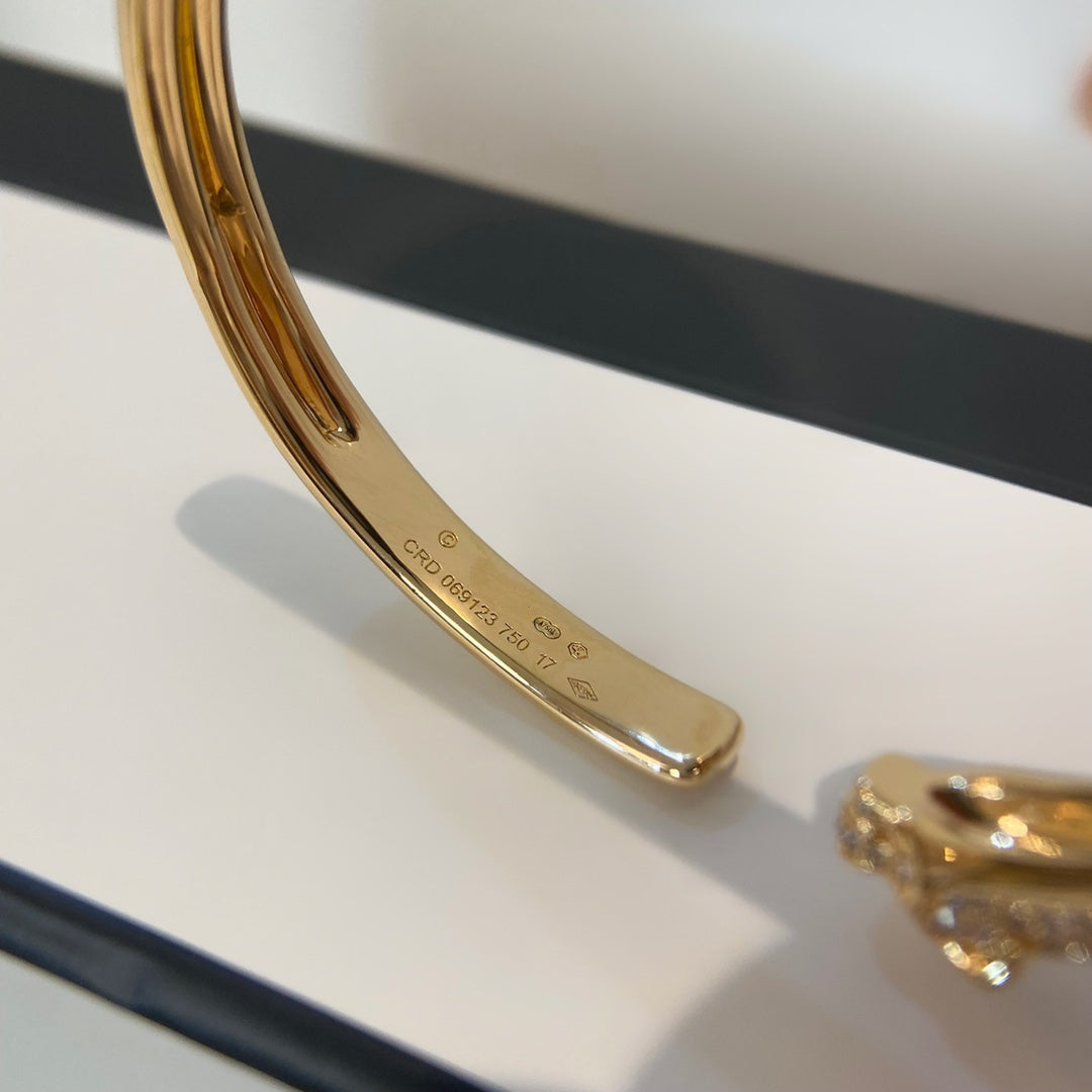 [Raffine]PANTHERE GOLD DIAMOND OPEN BRACELET