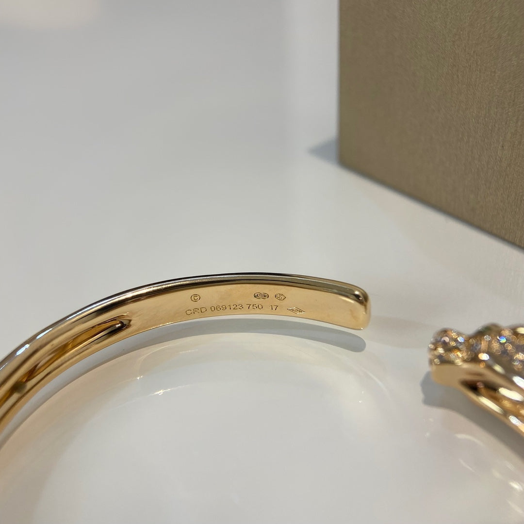 [Raffine]PANTHERE GOLD DIAMOND OPEN BRACELET