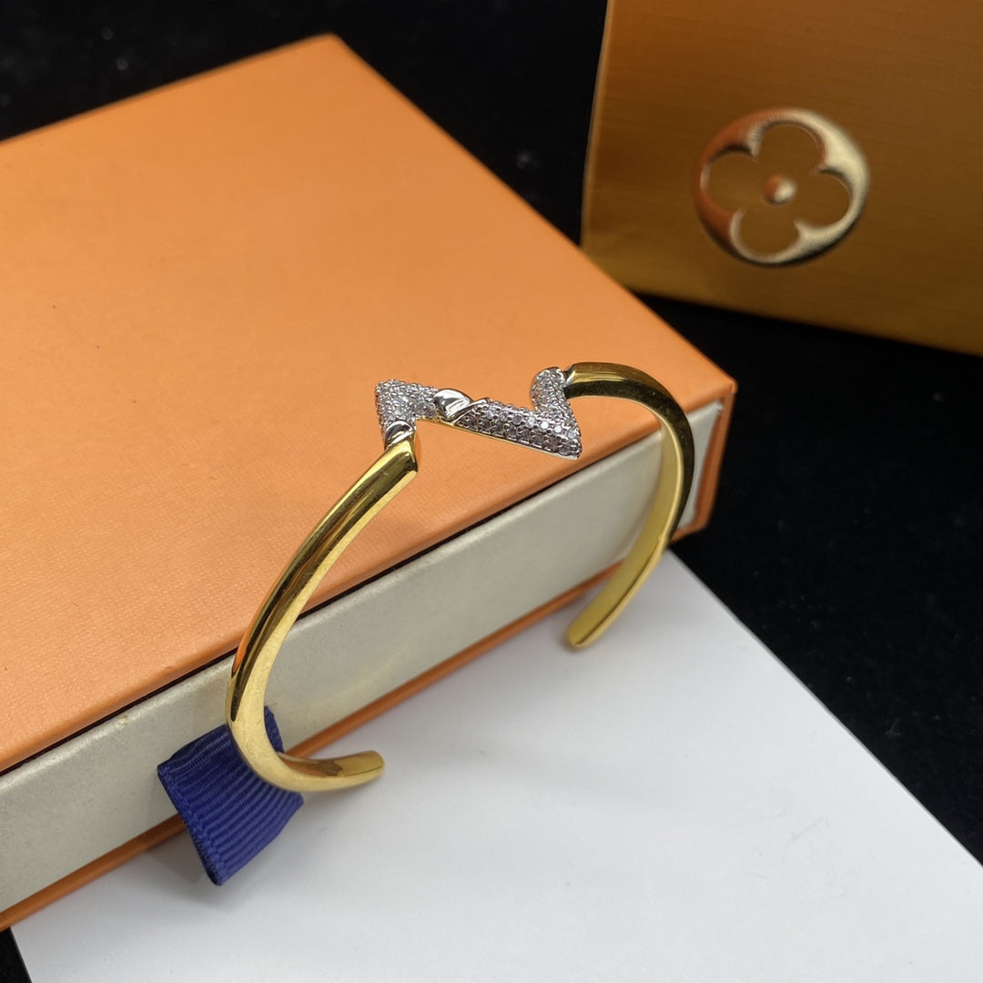 [RAFFINE]VOLTE UPSITE DOWN DIAMOND GOLD OPEN BRACELET
