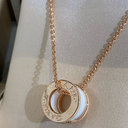 [RAFFINE]ZERO 1 COLLAR DE CERÁMICA BLANCA Y ORO ROSA