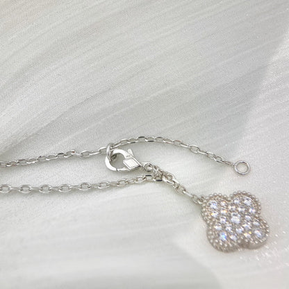 [RAFFINE]CLOVER 5 MOTIFS SILVER DIAMONDS NECKLACE