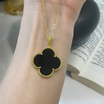 [RAFFINE]CLOVER 25MM NECKLACE GOLD ONYX