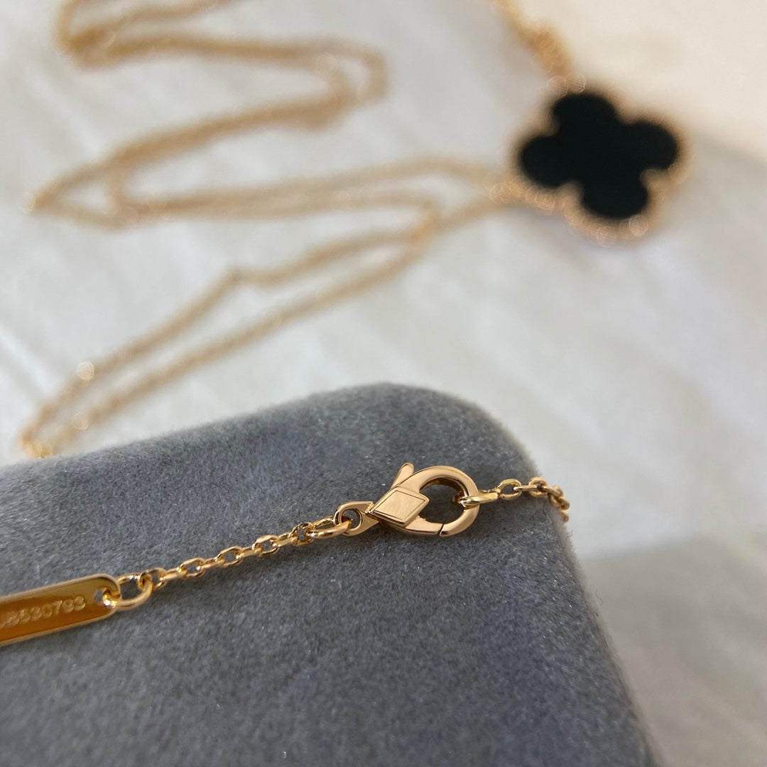 [RAFFINE]CLOVER 25MM NECKLACE GOLD ONYX