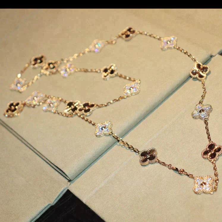 [RAFFINE]CLOVER 20 MOTIFS LASER DIAMOND NECKLACE