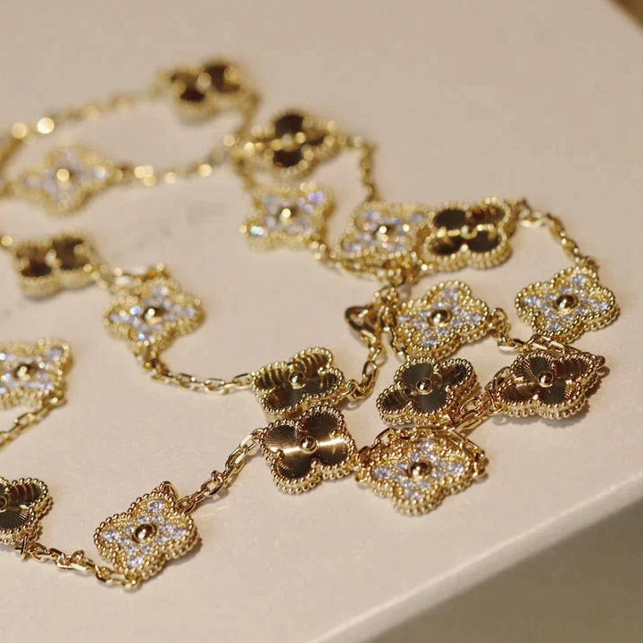 [RAFFINE]CLOVER 20 MOTIFS LASER DIAMOND NECKLACE