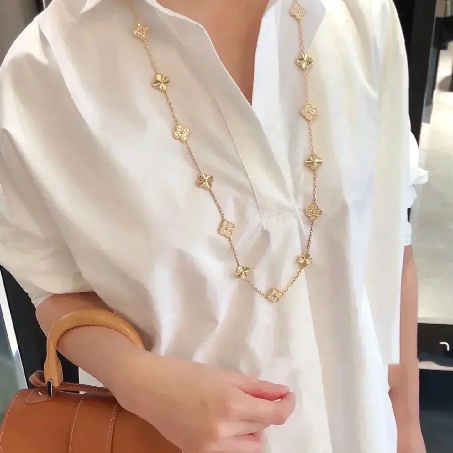 [RAFFINE]CLOVER 20 MOTIFS LASER DIAMOND NECKLACE