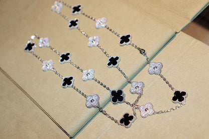 [RAFFINE]CLOVER 20 MOTIFS ONYX DIAMOND SILVER