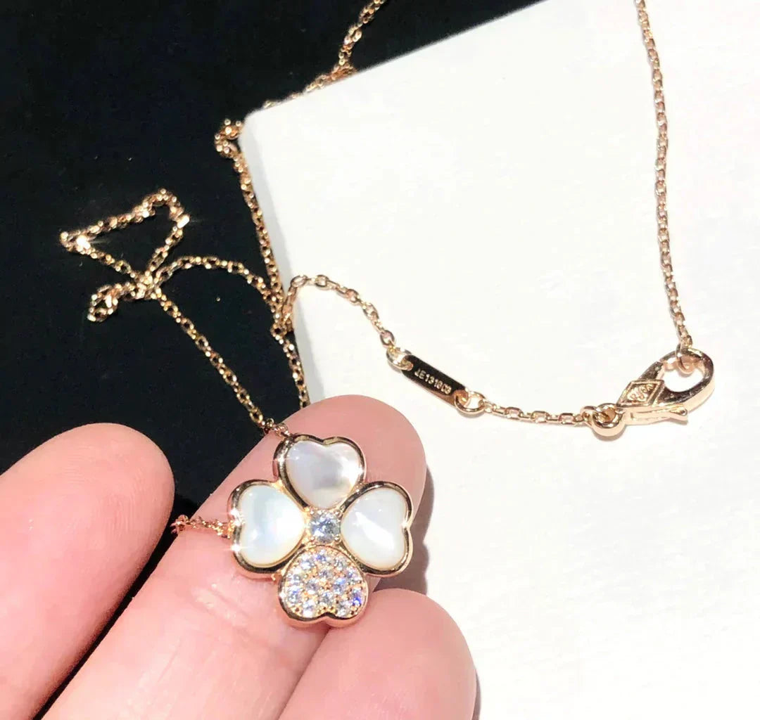 [RAFFINE]CLOVER MOP DIAMOND ROSE GOLD NECKLACE