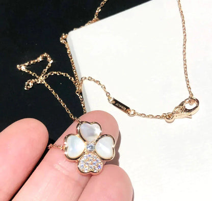 [RAFFINE]CLOVER MOP DIAMOND ROSE GOLD NECKLACE