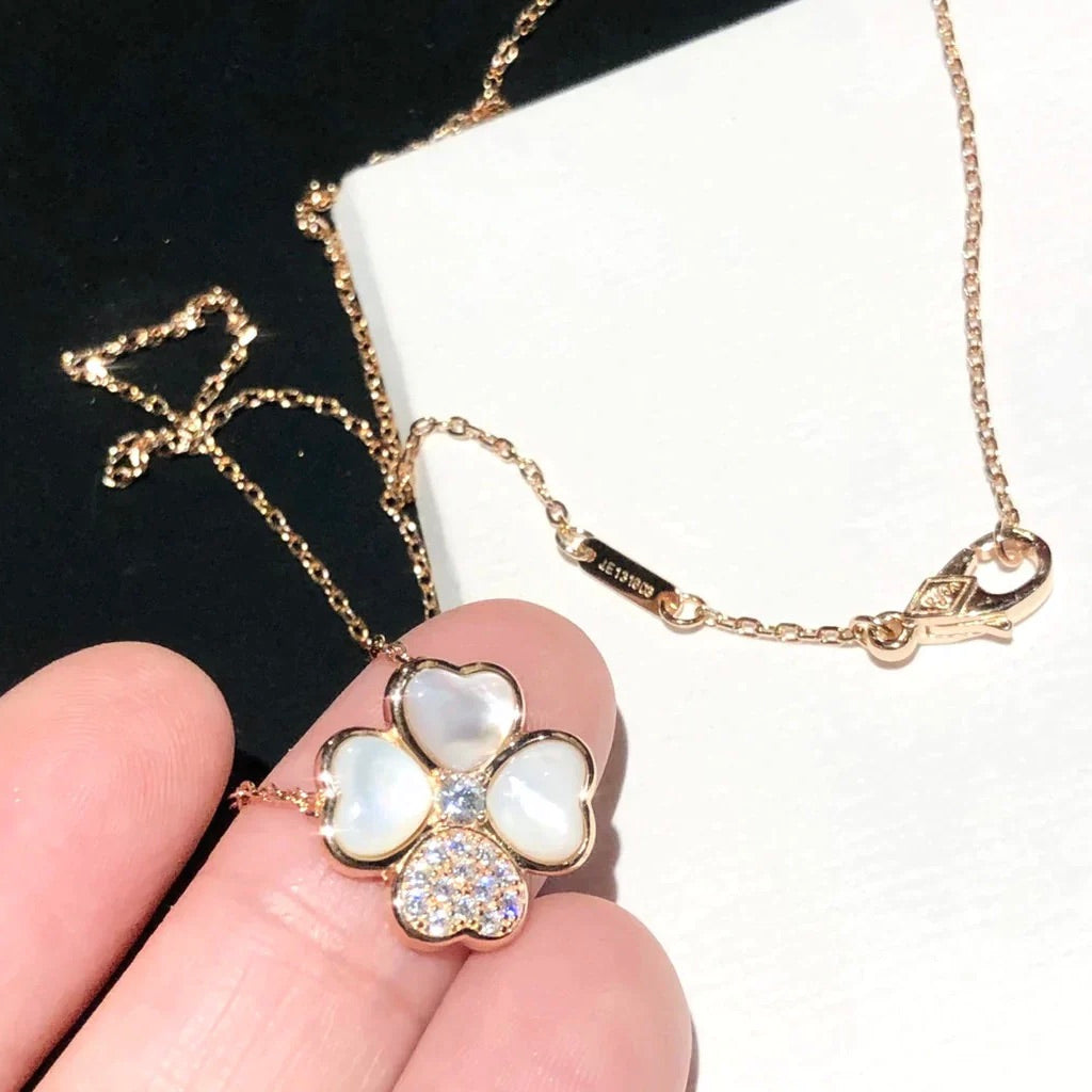 [RAFFINE]CLOVER MOP DIAMOND ROSE GOLD NECKLACE