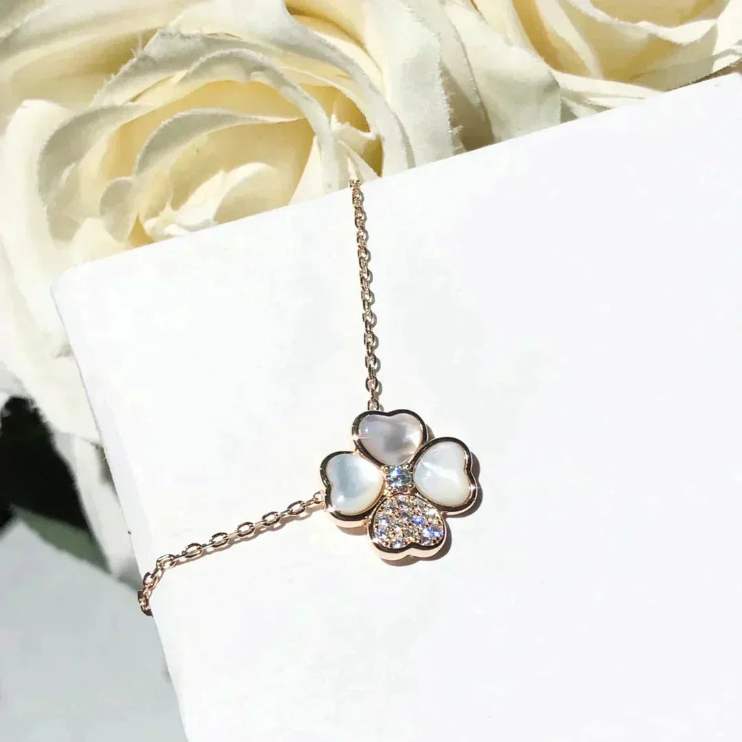 [RAFFINE]CLOVER MOP DIAMOND ROSE GOLD NECKLACE
