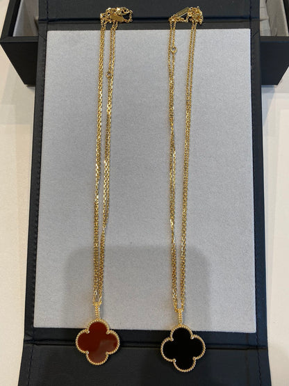 [RAFFINE]CLOVER 25MM NECKLACE GOLD CARNELIAN