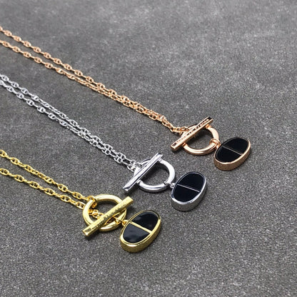 [RAFFINE]CHAINE VERSO BLACK CERAMIC  NECKLACE