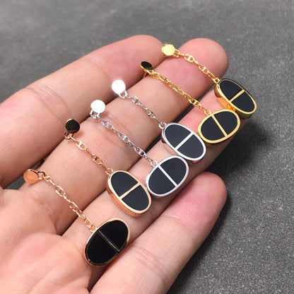 [RAFFINE] PENDIENTES DE PLATA Y CERÁMICA NEGRA VERSO