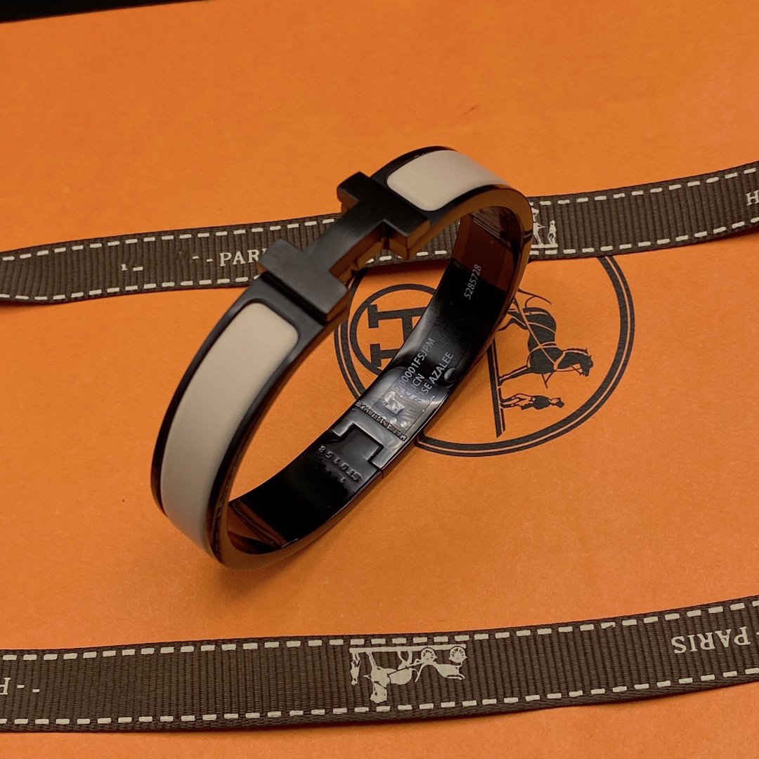 [RAFFINE]H BRACELET 12MM BLACK BEIGE CERAMIC