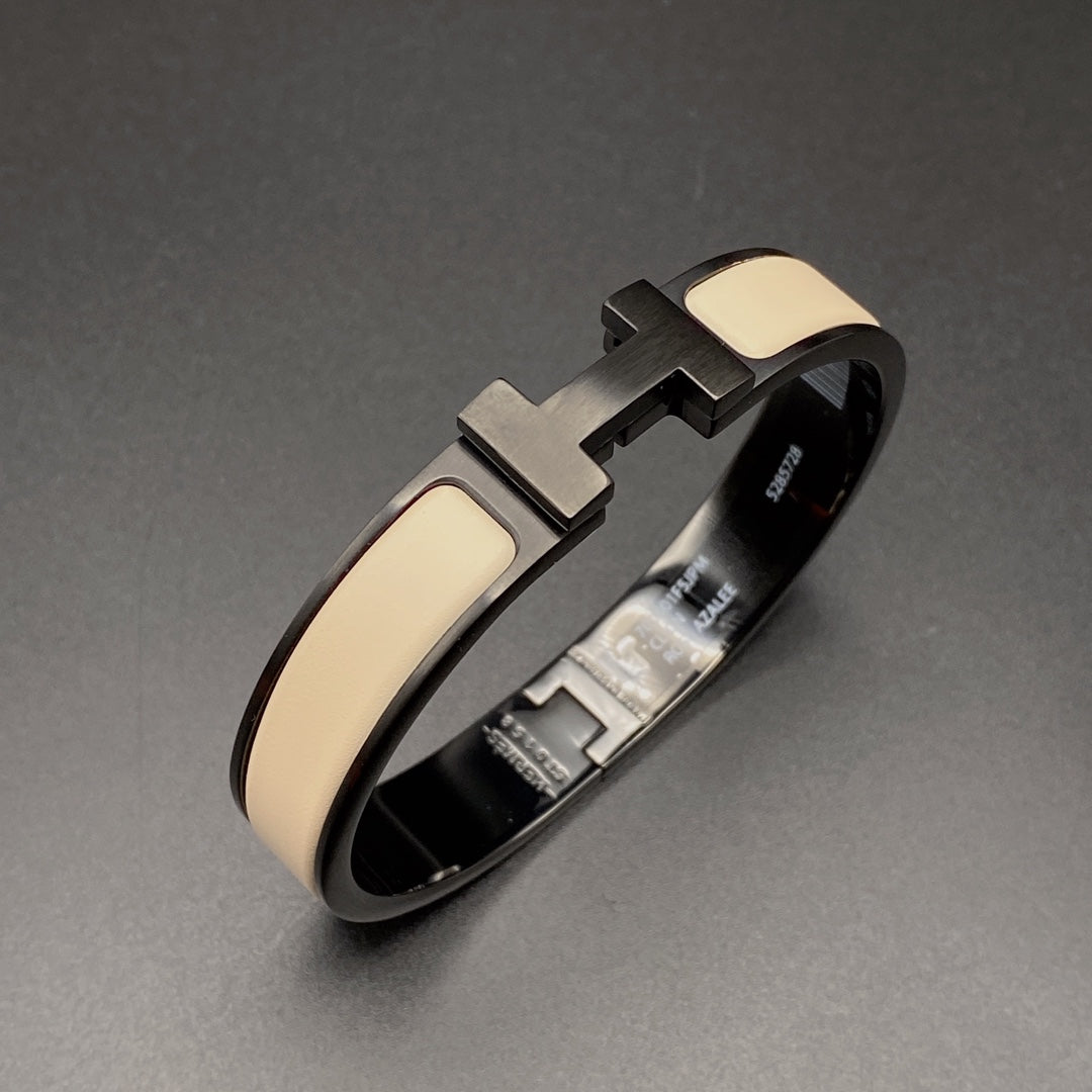 [RAFFINE]H BRACELET 12MM BLACK BEIGE CERAMIC