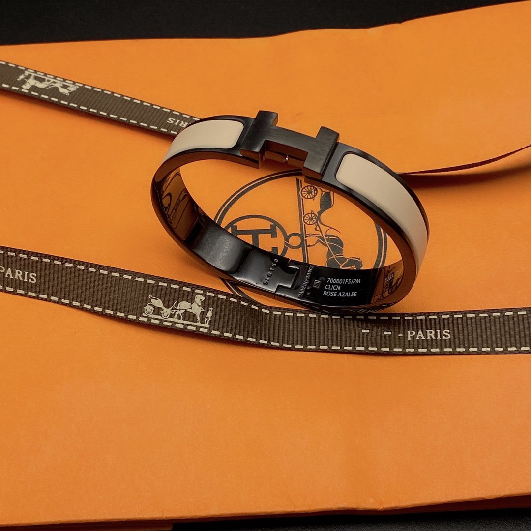 [RAFFINE]H BRACELET 12MM BLACK BEIGE CERAMIC