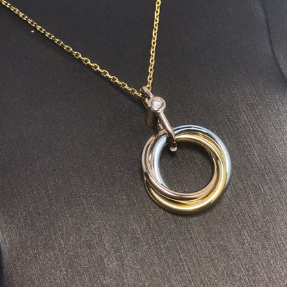 [RAFFINE] COLLAR TRINITY PLATA ORO ORO ROSA