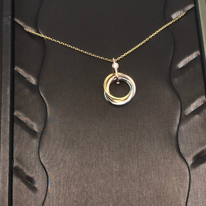 [RAFFINE] COLLAR TRINITY PLATA ORO ORO ROSA